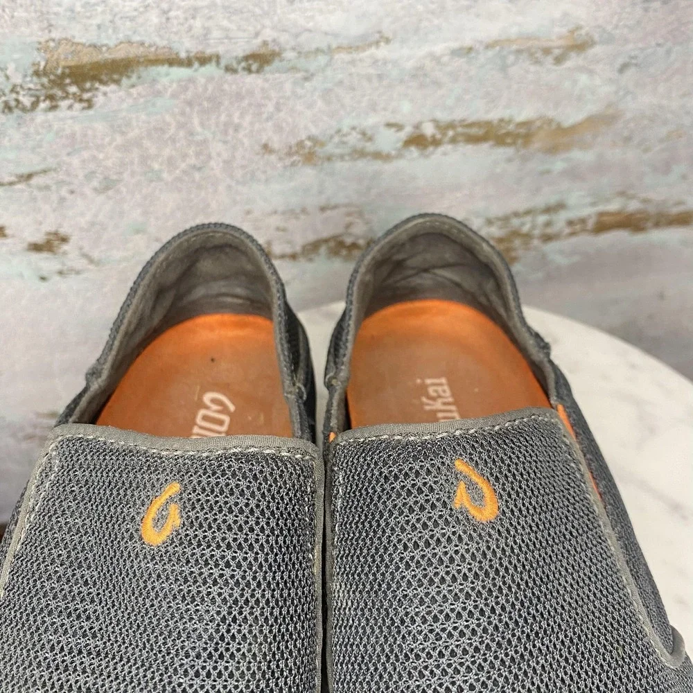 OluKai Nohea Mesh Shoes Boys Size 4 Gray Slip On Lightweight Walking Casual